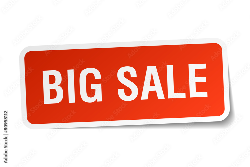 big sale red square sticker isolated on white big sale red square sticker isolated on white
