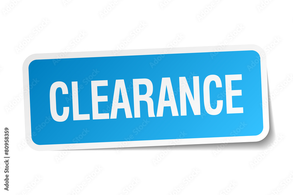 clearance blue square sticker isolated on white clearance blue square sticker isolated on white