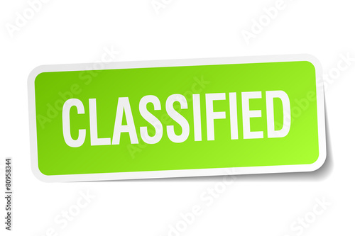 classified green square sticker on white background