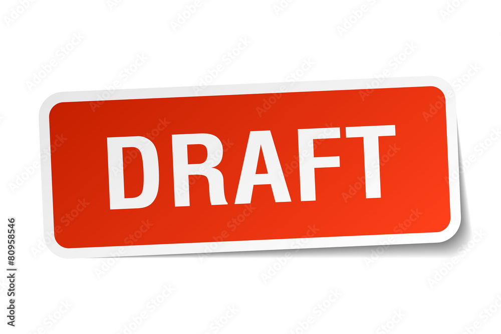 draft red square sticker isolated on white draft red square sticker isolated on white
