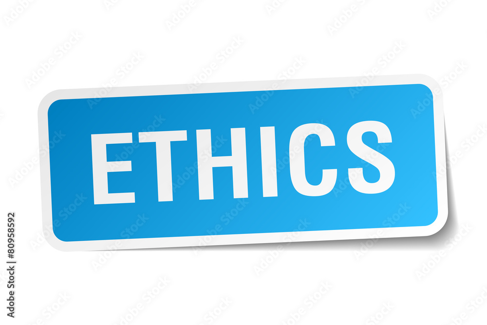 ethics blue square sticker isolated on white ethics blue square sticker isolated on white