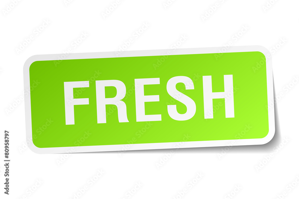 fresh green square sticker on white background fresh green square sticker on white background
