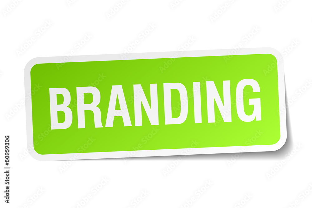 branding green square sticker on white background branding green square sticker on white background