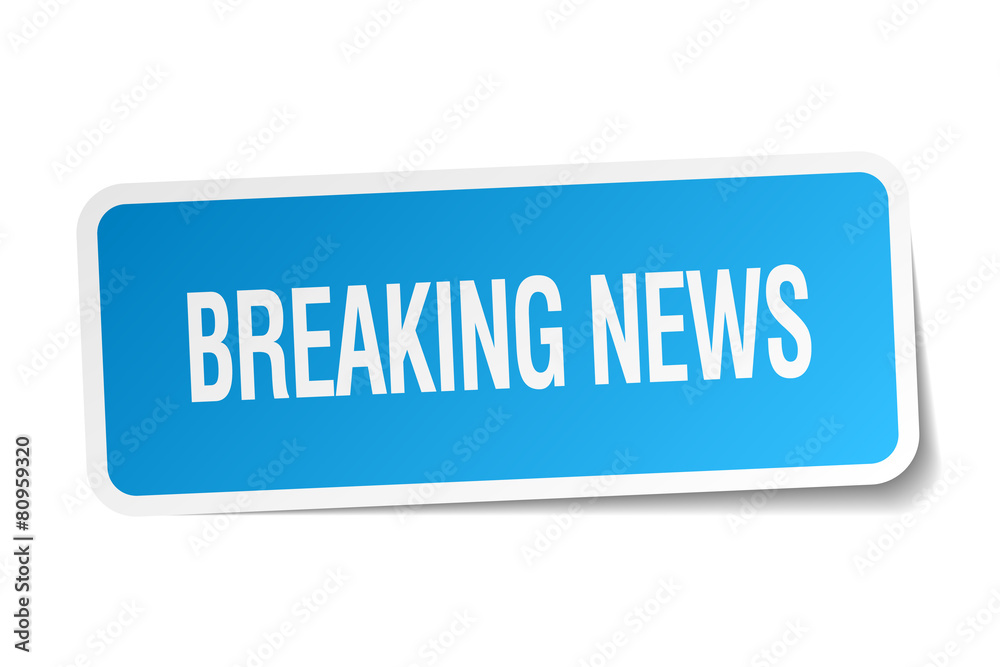 breaking news blue square sticker isolated on white breaking news blue square sticker isolated on white