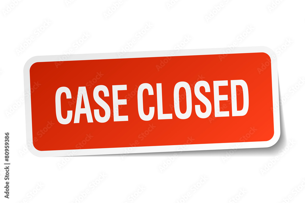 case closed red square sticker isolated on white case closed red square sticker isolated on white