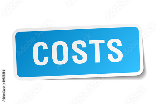 costs blue square sticker isolated on white