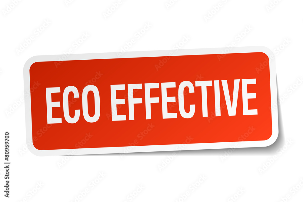 eco effective red square sticker isolated on white eco effective red square sticker isolated on white
