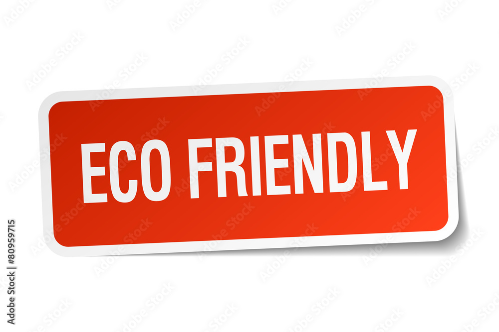 eco friendly red square sticker isolated on white eco friendly red square sticker isolated on white
