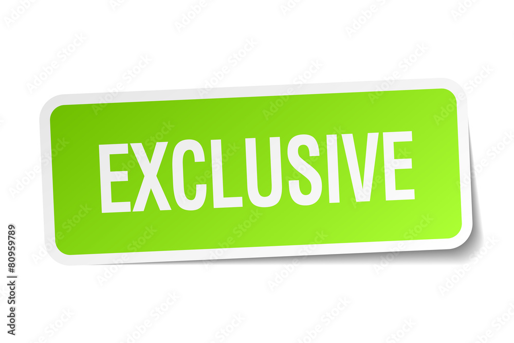 exclusive green square sticker on white background exclusive green square sticker on white background