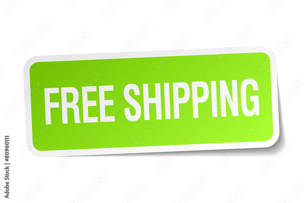 free shipping green square sticker on white background free shipping green square sticker on white background