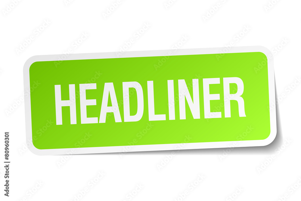 headliner green square sticker on white background headliner green square sticker on white background