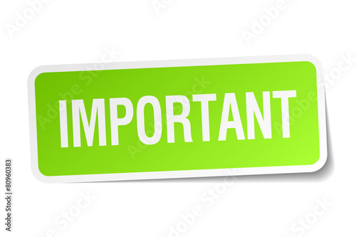 important green square sticker on white background