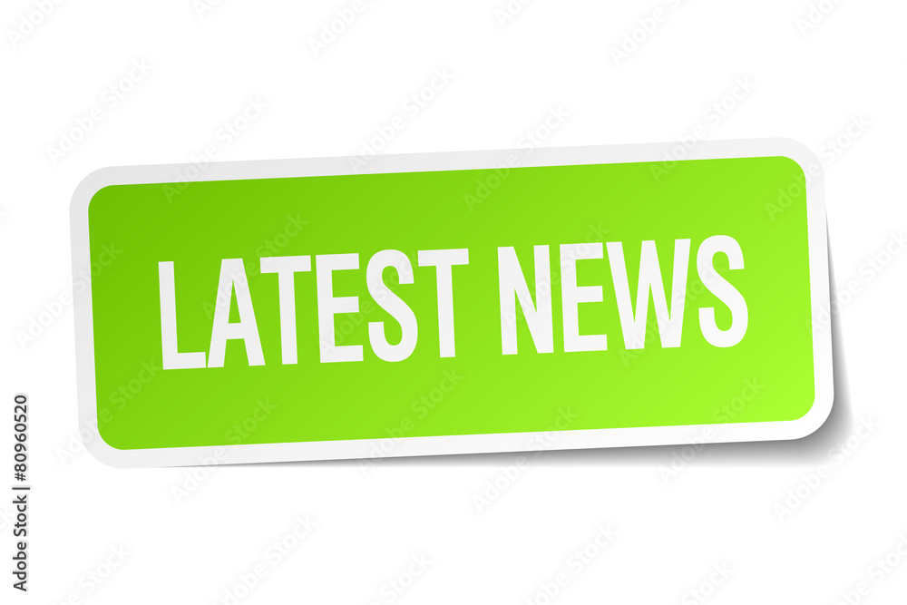 latest news green square sticker on white background latest news green square sticker on white background
