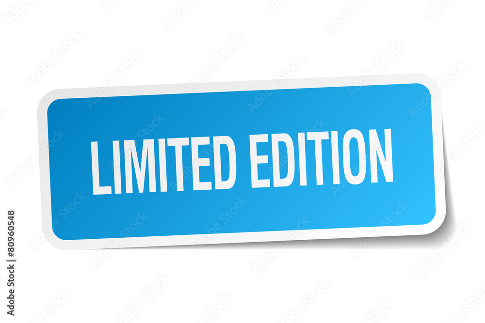 limited edition blue square sticker isolated on white limited edition blue square sticker isolated on white