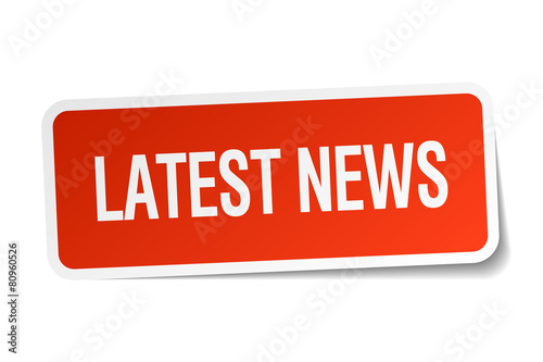 latest news red square sticker isolated on white