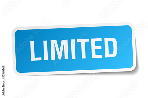 limited blue square sticker isolated on white