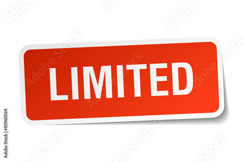 limited red square sticker isolated on white