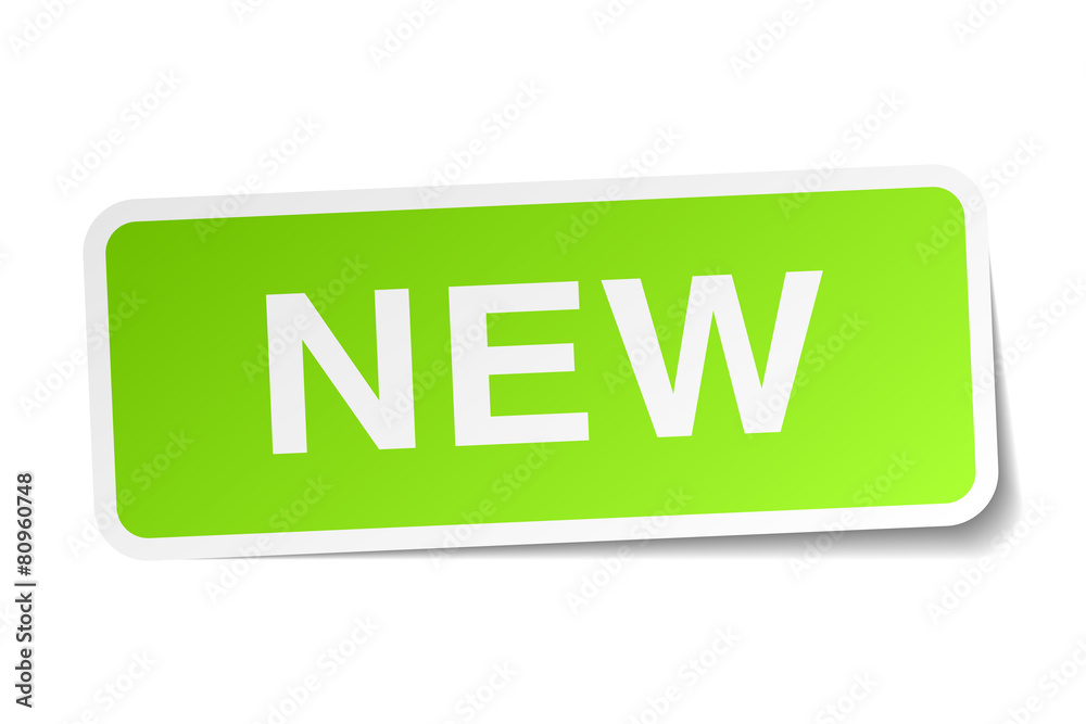 new green square sticker on white background new green square sticker on white background
