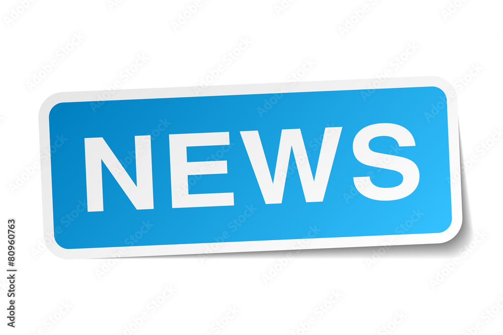 news blue square sticker isolated on white news blue square sticker isolated on white