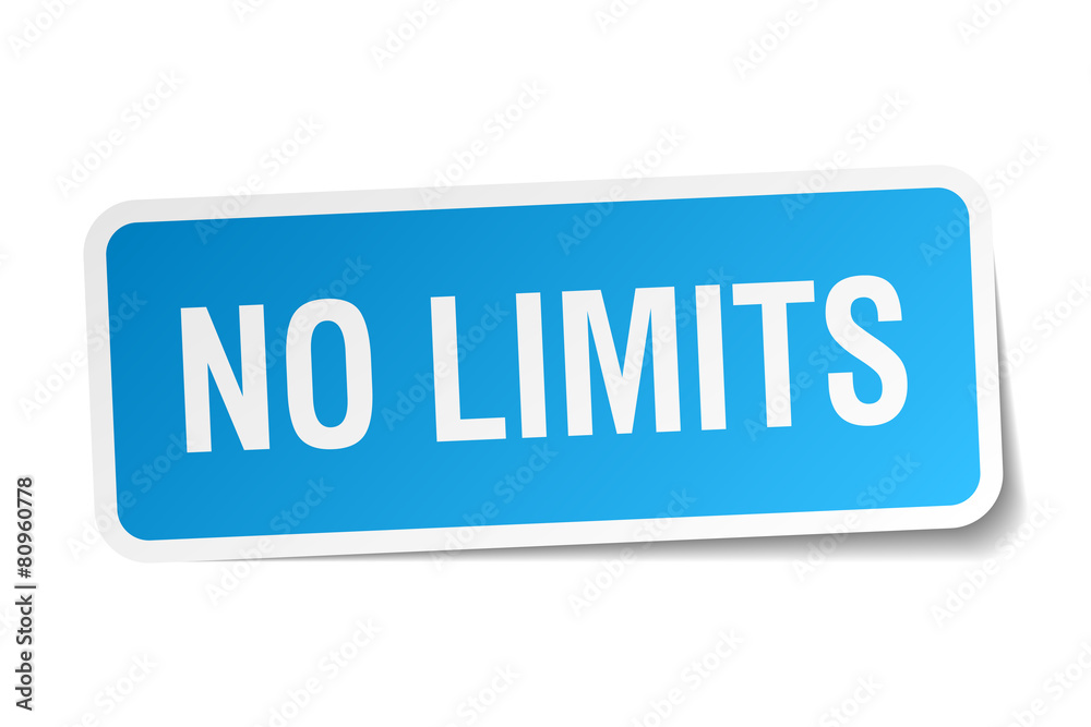 no limits blue square sticker isolated on white no limits blue square sticker isolated on white
