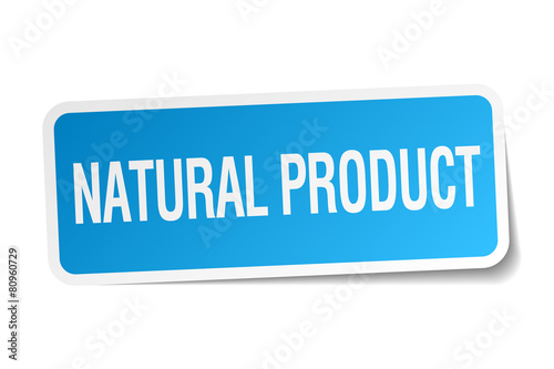 natural product blue square sticker isolated on white