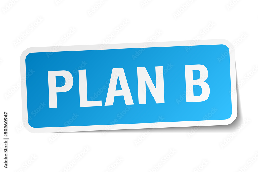 plan b blue square sticker isolated on white plan b blue square sticker isolated on white