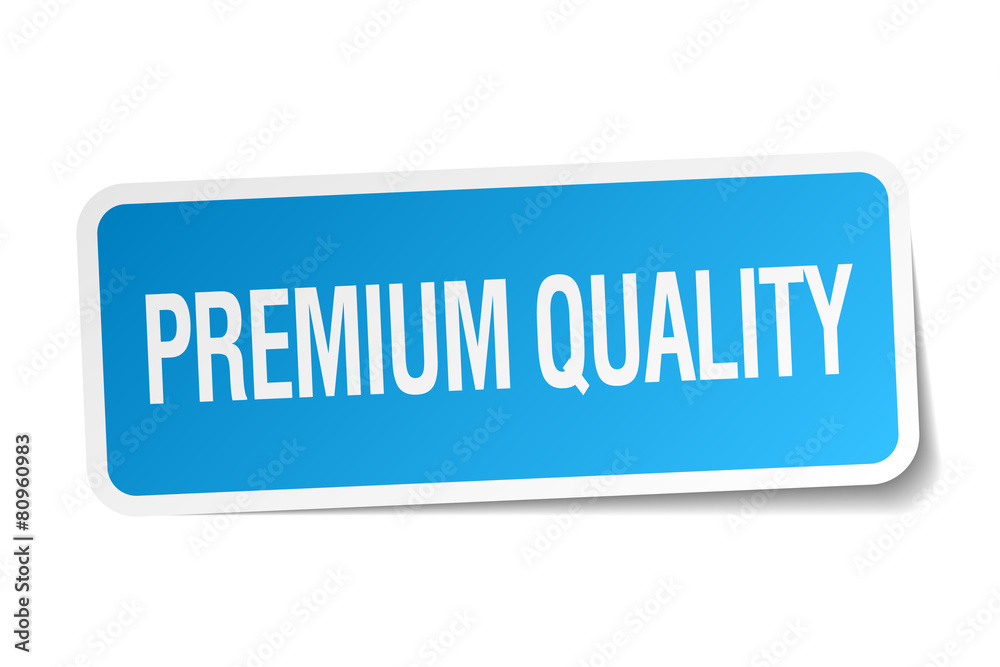 premium quality blue square sticker isolated on white premium quality blue square sticker isolated on white