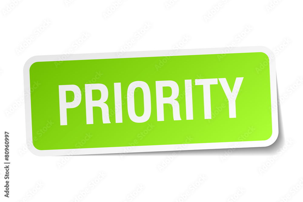 priority green square sticker on white background priority green square sticker on white background