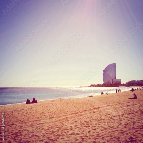Canvas Print barcelona strand