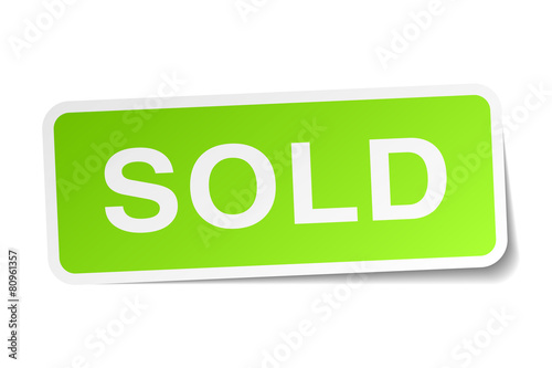 sold green square sticker on white background