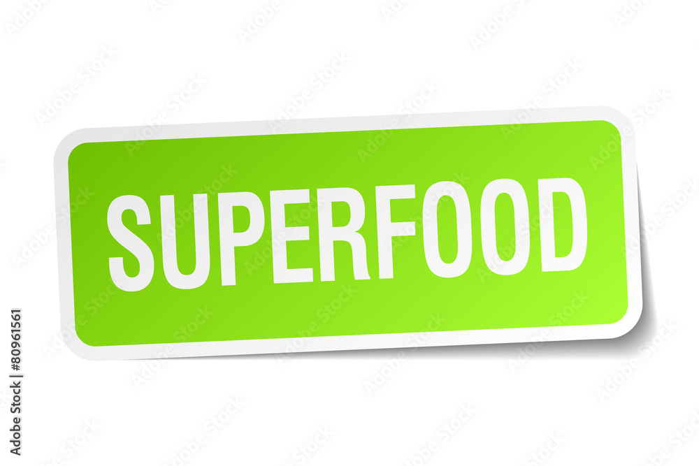 superfood green square sticker on white background superfood green square sticker on white background