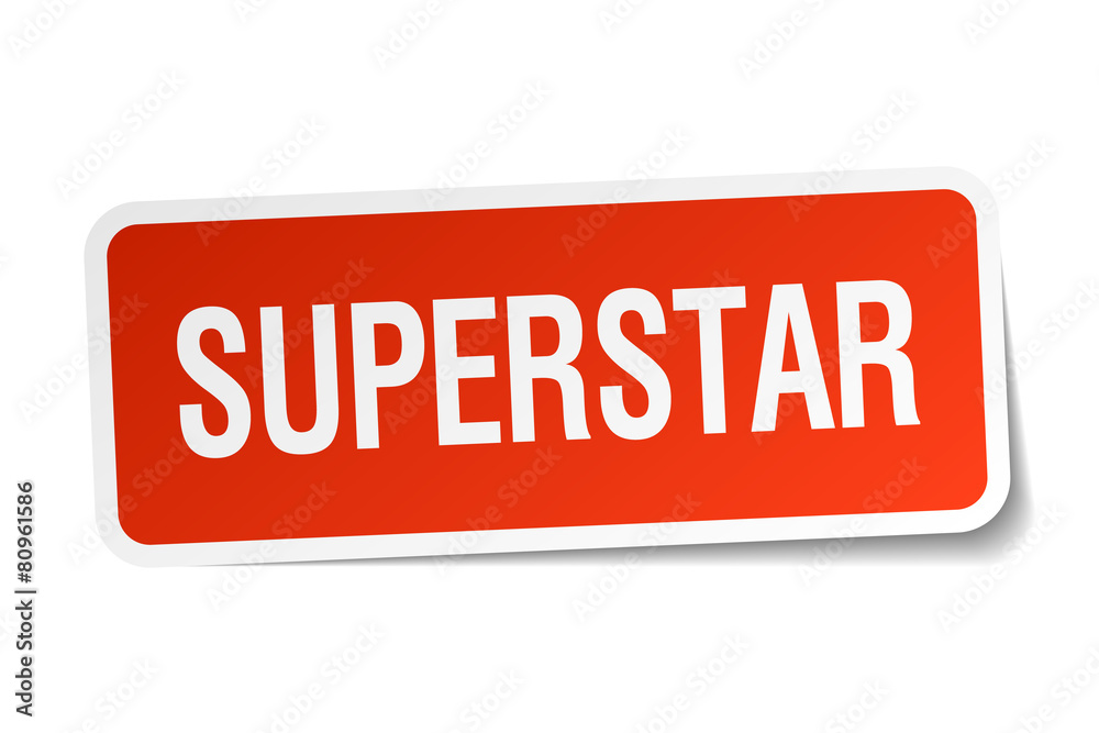 superstar red square sticker isolated on white superstar red square sticker isolated on white