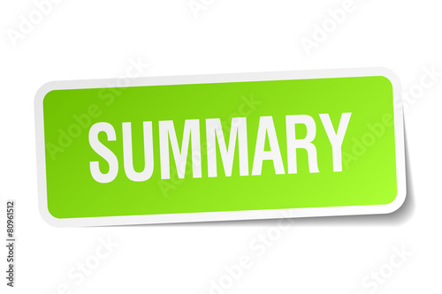 summary green square sticker on white background
