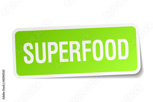 superfood green square sticker on white background