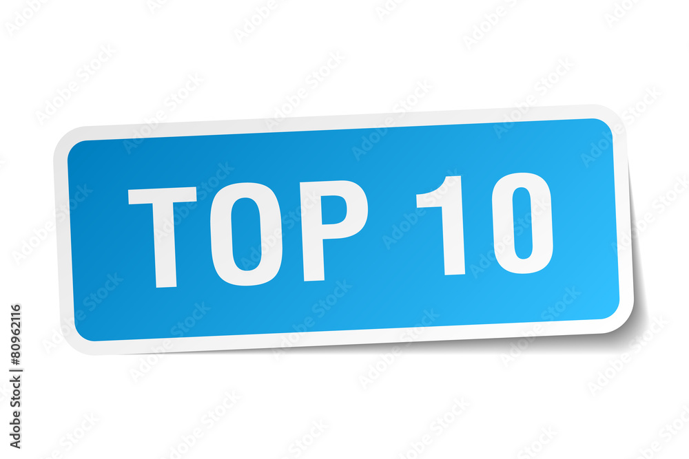 top 10 blue square sticker isolated on white top 10 blue square sticker isolated on white