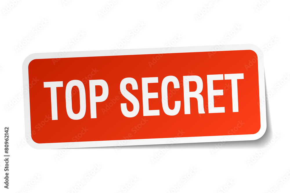 top secret red square sticker isolated on white top secret red square sticker isolated on white