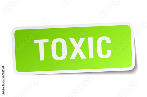 toxic green square sticker on white background