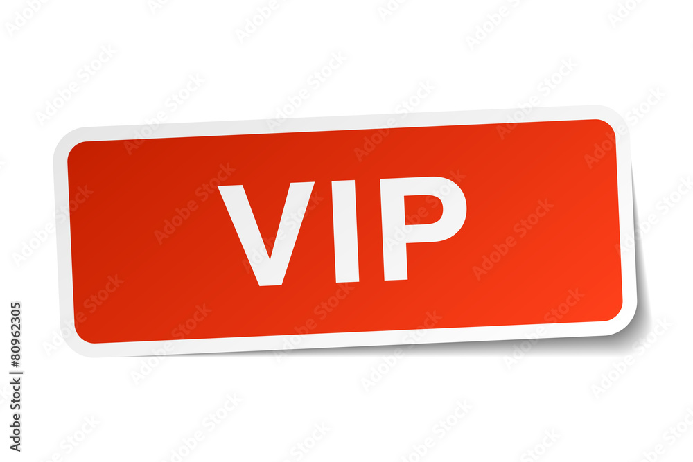 vip red square sticker isolated on white vip red square sticker isolated on white
