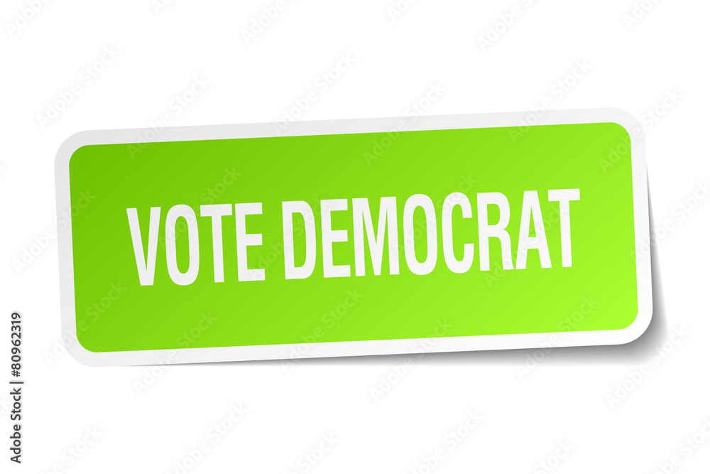 vote democrat green square sticker on white background vote democrat green square sticker on white background