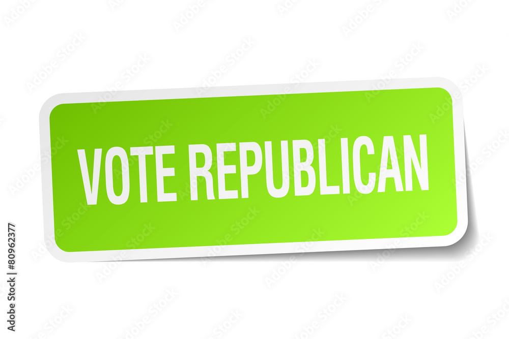 vote republican green square sticker on white background vote republican green square sticker on white background