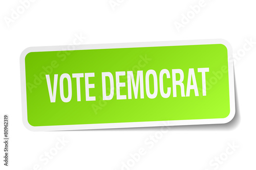 vote democrat green square sticker on white background