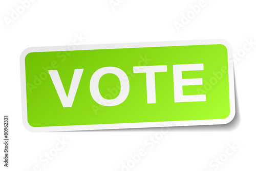 vote green square sticker on white background