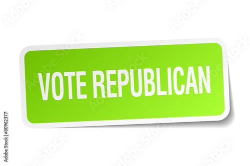 vote republican green square sticker on white background