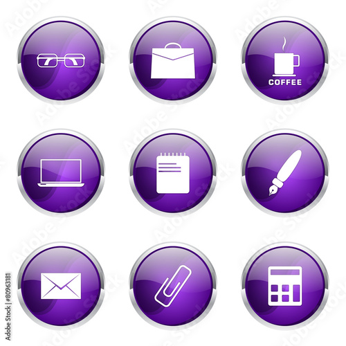 Office Work Violet Vector Button Icon Design Set © rizwanali3d