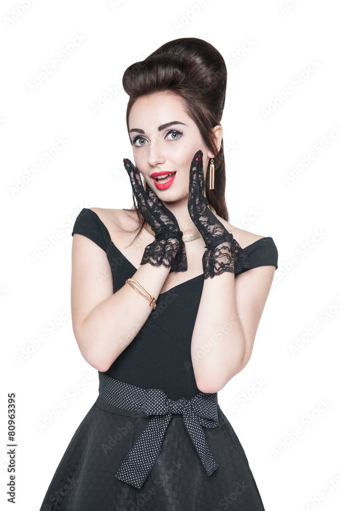 Young beautiful woman in retro pin up style isolated Young beautiful woman in retro pin up style isolated