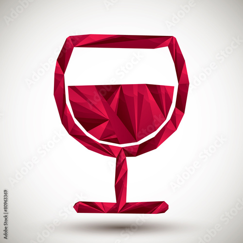 Red wine glass geometric ic...