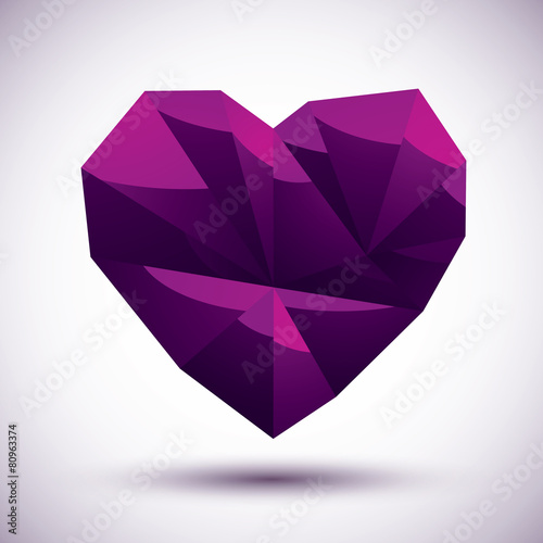 Violet heart geometric icon...