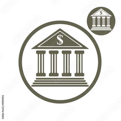 Bank building vector simple single color icon isolated on white