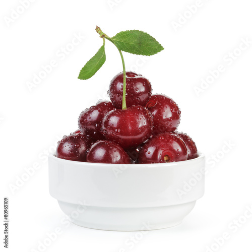 cherry merry berries in white bowl isolated © GCapture