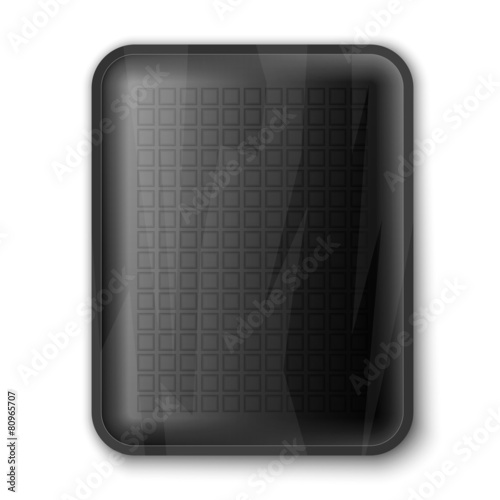 Empty black food tray